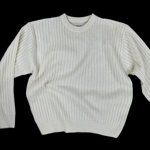 Sun River Sweater Men XL Ivory Long Sleeve Rib Chunky Vintage